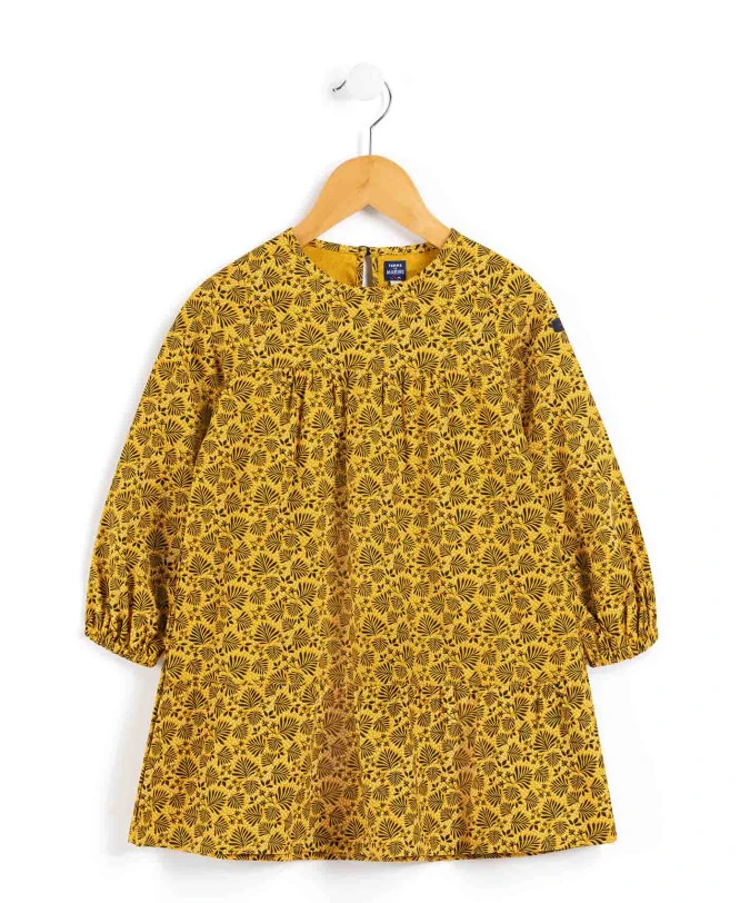 Robe Jaune Fille Manches Longues en Flanelle - Style Ocre Éclatant 4 Robe Jaune Fille Manches Longues en Flanelle - Style Ocre Éclatant – Image 2