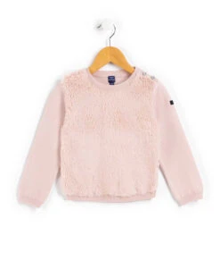 Pull Sherpa Rose pour Fille - Confortable et Chaud avec Détails Tricot
