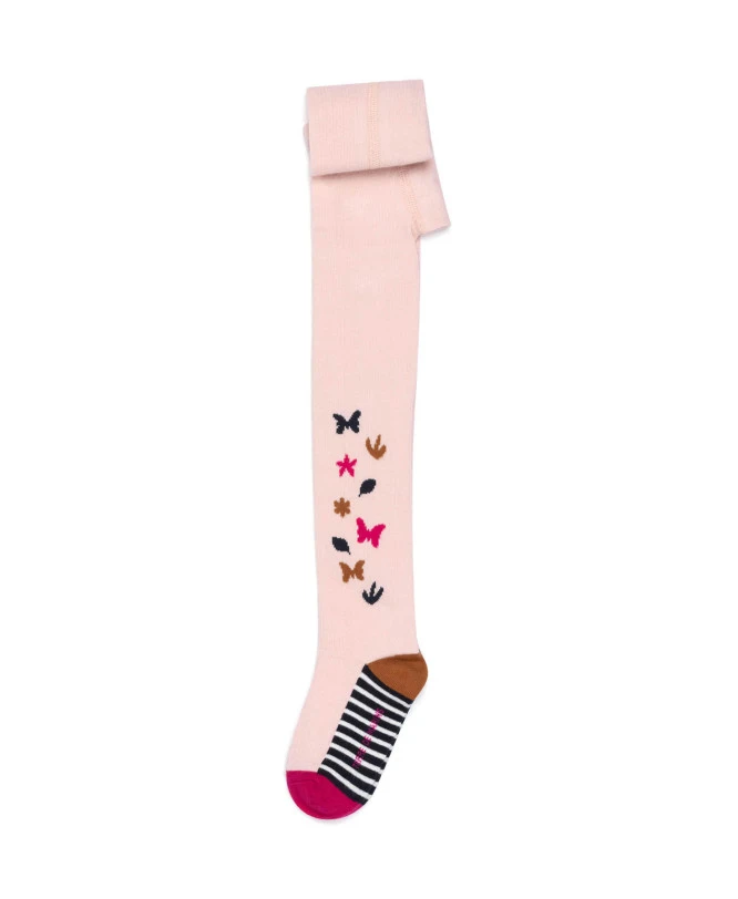 Collants Rose Pâle en Tricot avec Motifs Papillons pour Bébé Fille 4 Collants Rose Pâle en Tricot avec Motifs Papillons pour Bébé Fille – Image 2
