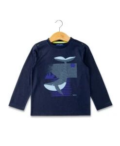 T-shirt Imprimé Bleu Marine pour Garçon - Manches Longues et Col Rond