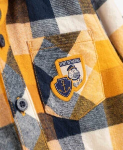 Chemise Jaune à Carreaux pour Garçon - Look Élégant et Confortable -Terredemarins prod 8402 chemise chemisier ml carreaux indigo caroga 666x812 fc7ea0111e0b