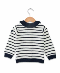 Gilet Rayé Chic avec Col Claudine pour Bébé Fille -Terredemarins prod 8404 cardigan tricot fond naturel raye indigo gemy 666x812 fc7ea0111e0b