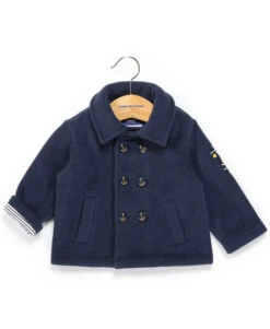 Caban Marin Bleu Marine pour Bébé Garçon - Manteau Polaire Chaud