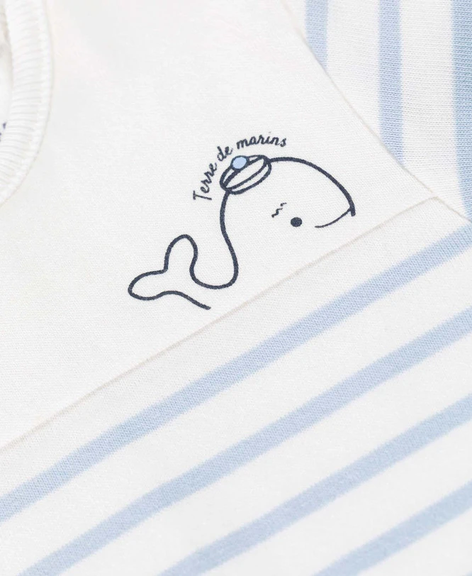 Body Marinière Bébé à Manches Longues - Rayé Blanc et Bleu Ciel 5 Body Marinière Bébé à Manches Longues - Rayé Blanc et Bleu Ciel – Image 3