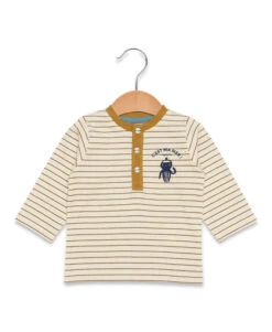 Premium Long Sleeve Striped Baby Sailor T-Shirt - Greige & Brown