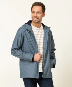 Ciré Homme Gris Doublé Polaire avec Capuche - Veste de Pluie Imperméable