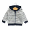 Veste Rayée à Capuche Bébé Doublée Micro-Polaire - Style Marin -Terredemarins prod 8574 veste ml fond naturel raye indigo volt 666x812 fc7ea0111e0b