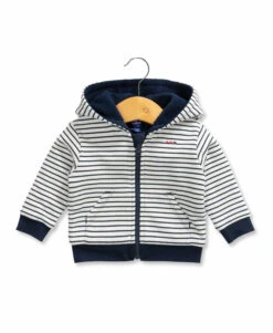 Veste Rayée à Capuche Bébé Doublée Micro-Polaire - Style Marin