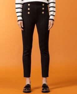 Pantalon 7/8ème Noir en Jersey Milano - Coupe Marine Élégante