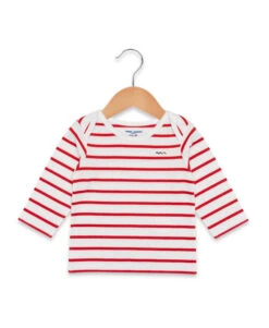 ECOMIL Marinière Rose Bébé à Manches Longues et Col Américain