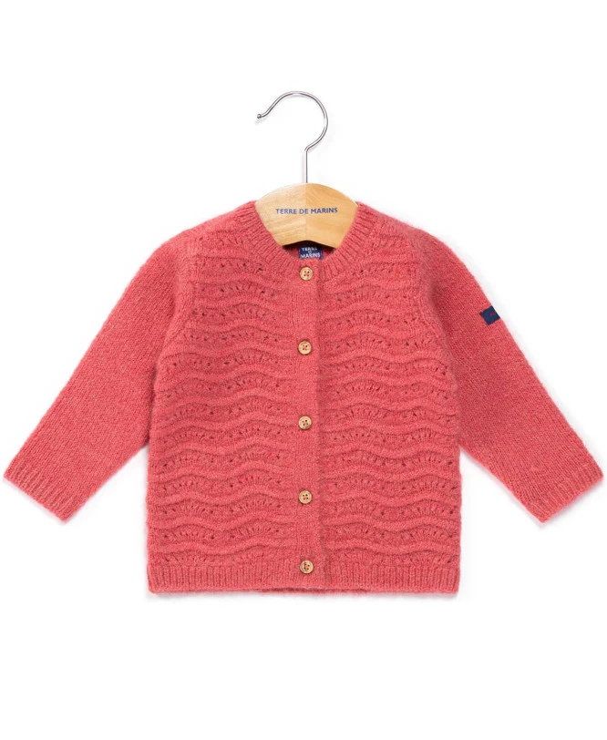 Gilet Tricot Bébé Fille Rose Foncé avec Boutons Effet Bois 2 Gilet Tricot Bébé Fille Rose Foncé avec Boutons Effet Bois
