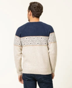 Pull de Noël Homme en Tricot Jacquard - Style Marine et Torsades -Terredemarins prod 8811 pull beige chine kolium 666x812 fc7ea0111e0b