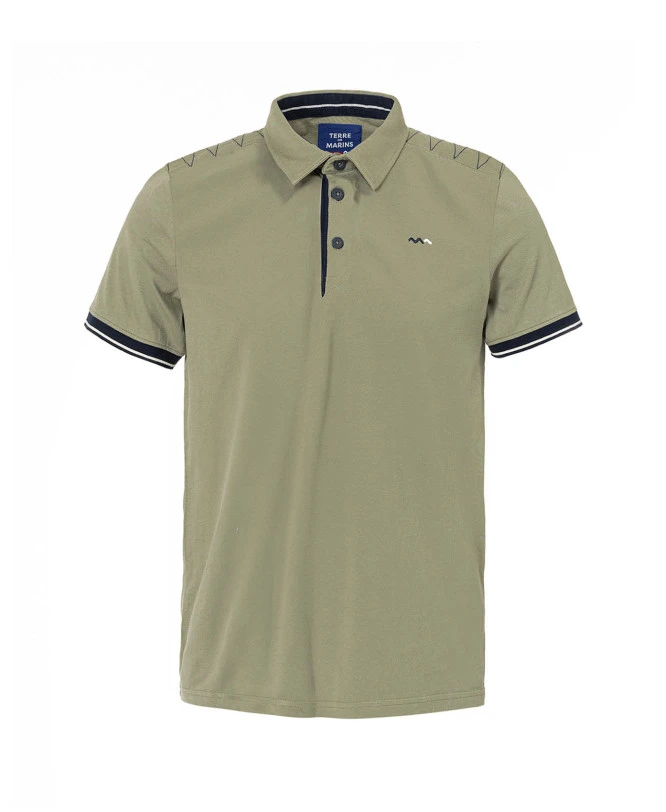 Polo Homme Vert Sauge OLDUN - Manches Courtes Premium