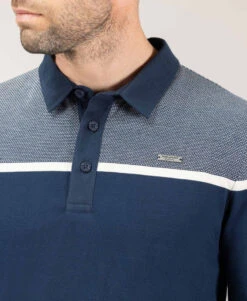 Polo Homme Manches Longues Bleu Marine avec Détails Jacquard -Terredemarins prod 9040 polo ml indigo ojari 666x812 fc7ea0111e0b