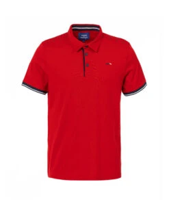 Polo Rouge Homme à Manches Courtes - Style Chic et Détails Contrastés