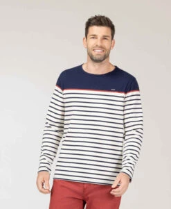 Maritage Marinière Homme - Manches Longues Grège et Bleu Marine