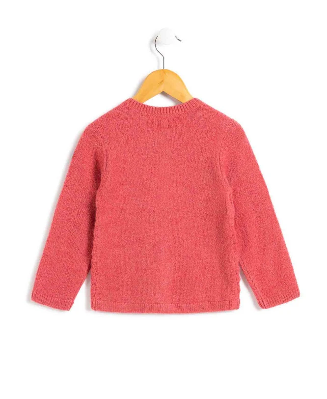 Gilet en Tricot Rose Foncé pour Fille avec Boutons Style Bois 4 Gilet en Tricot Rose Foncé pour Fille avec Boutons Style Bois – Image 2