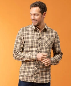 Chemise à Carreaux Marron pour Homme - Style Intemporel et Confort Quotidien