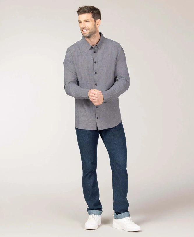 Chemise Grise à Motif Micro Pied-de-Poule pour Homme - Coupe Slim 6 Chemise Grise à Motif Micro Pied-de-Poule pour Homme - Coupe Slim – Image 4