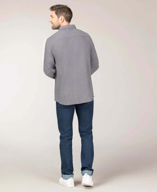 Chemise Grise à Motif Micro Pied-de-Poule pour Homme - Coupe Slim 7 Chemise Grise à Motif Micro Pied-de-Poule pour Homme - Coupe Slim – Image 5