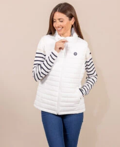 GISTEL Doudoune Sans Manches Blanche Femme - Veste Matelassée Chic