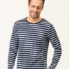 Marinière Homme Manches Longues en Coton Éco-Conçu - Bleu Marine et Blanc -Terredemarins prod 9262 mariniere ml fond indigo raye blanc ecohol 666x812 fc7ea0111e0b