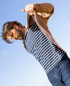 Marinière Homme Manches Longues en Coton Éco-Conçu - Bleu Marine et Blanc -Terredemarins prod 9267 mariniere ml fond indigo raye blanc ecohol 666x812 fc7ea0111e0b