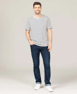 ECOHOK Marinière Homme à Manches Courtes - Style Marin Moderne Grège et Bleu 10 ECOHOK Marinière Homme à Manches Courtes - Style Marin Moderne Grège et Bleu -Terredemarins prod 9271 mariniere mc fond grege raye indigo ecohok 666x812 fc7ea0111e0b