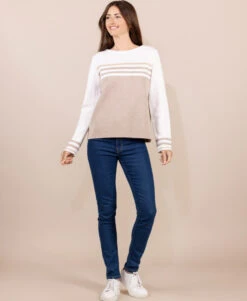 Terre de Marins Kolette - Pull Beige en Laine Mérinos Fabriqué en France