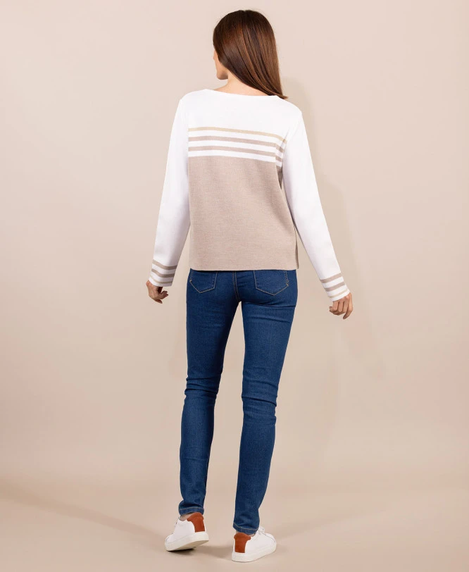 Terre de Marins Kolette - Pull Beige en Laine Mérinos Fabriqué en France 4 Terre de Marins Kolette - Pull Beige en Laine Mérinos Fabriqué en France – Image 2