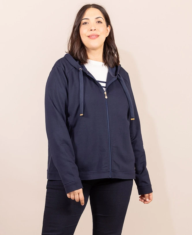 Veste à Capuche Légère Femme Bleu Marine - Confort et Style