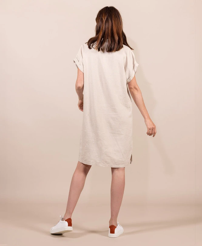 Robe en Lin Femme Grège - Coupe Fluide et Élégante 4 Robe en Lin Femme Grège - Coupe Fluide et Élégante – Image 2