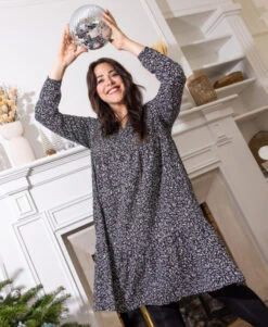 Robe Viscose Imprimée Noire pour Femme - Style Bohème Chic -Terredemarins prod 9332 robe ml imprime noir rully 666x812 fc7ea0111e0b