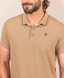 Polo Homme Beige en Maille Texturée avec Détails Contrastés 7 Polo Homme Beige en Maille Texturée avec Détails Contrastés -Terredemarins prod 9360 polo mc sable fonce oderic 666x812 fc7ea0111e0b