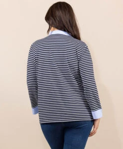 Polo Rayé Femme Manches Longues Bleu Marine - Style Chic et Décontracté 5 Polo Rayé Femme Manches Longues Bleu Marine - Style Chic et Décontracté -Terredemarins prod 9374 polo m3 4 fond indigo raye naturel anita2 666x812 fc7ea0111e0b