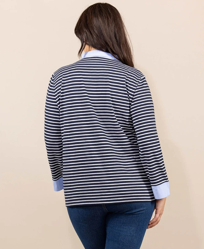 Polo Rayé Femme Manches Longues Bleu Marine - Style Chic et Décontracté 4 Polo Rayé Femme Manches Longues Bleu Marine - Style Chic et Décontracté – Image 2