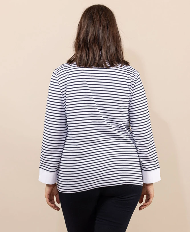 Polo Rayé Manches Longues Femme - Style Chic et Moderne 4 Polo Rayé Manches Longues Femme - Style Chic et Moderne – Image 2