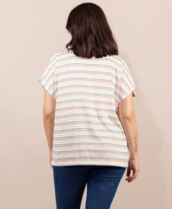 T-shirt Rayé Multicolore Femme avec Détails Métallisés Cuivrés -Terredemarins prod 9378 tee shirt mc raye multicolore tabe 666x812 fc7ea0111e0b