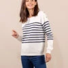 Pull Marinière Femme Grège à Rayures Bleu Marine avec Boutons Épaule -Terredemarins prod 9406 pull fond grege raye indigo hicha2 666x812 fc7ea0111e0b