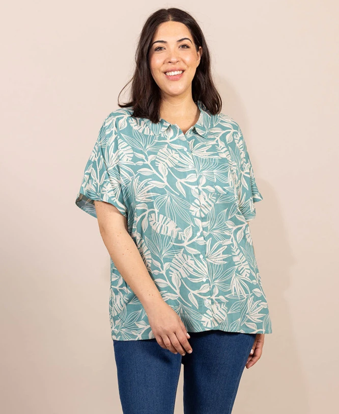 Chemisier Femme Manches Courtes Imprimé Floral Vert - Élégance Été 4 Chemisier Femme Manches Courtes Imprimé Floral Vert - Élégance Été – Image 2