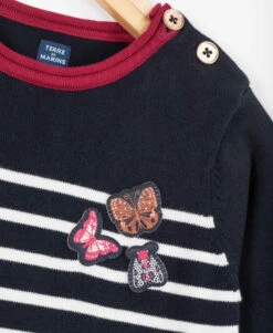 Girls' Indigo Striped Long-Sleeve Knit Dress - Boriane Collection -Terredemarins prod 9542 robe ml raye fond indigo boriane 666x812 fc7ea0111e0b