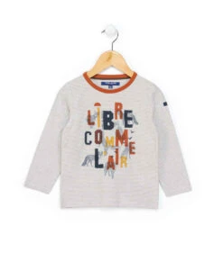 Caridos Boys' Striped Long-Sleeve T-Shirt - Natural/Chocolate