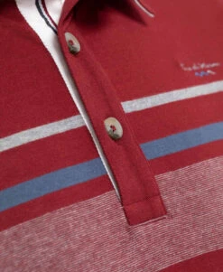 Polo Homme Manches Longues Grenat à Rayures Colorées - Style Chic -Terredemarins prod 9579 polo ml grenat duponi 666x812 fc7ea0111e0b