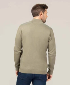 Gilet Homme Kaki Clair - Cardigan Zippé avec Poches