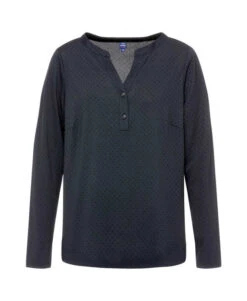 Blouse Élégante à Manches Longues et Effet Plumetis Bleu Marine