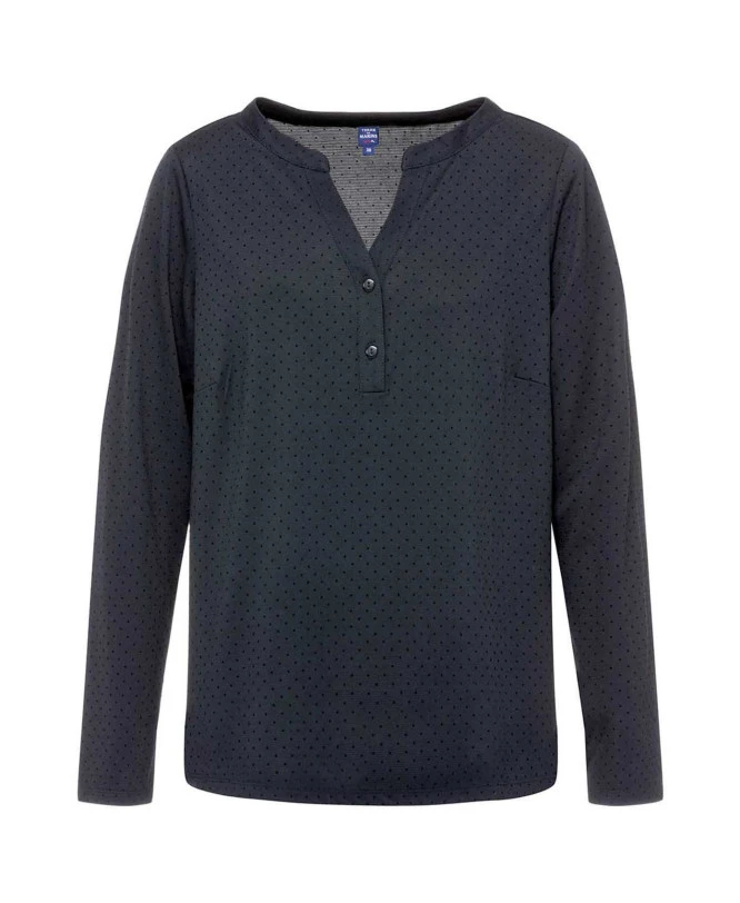 Blouse Élégante à Manches Longues et Effet Plumetis Bleu Marine 3 Blouse Élégante à Manches Longues et Effet Plumetis Bleu Marine