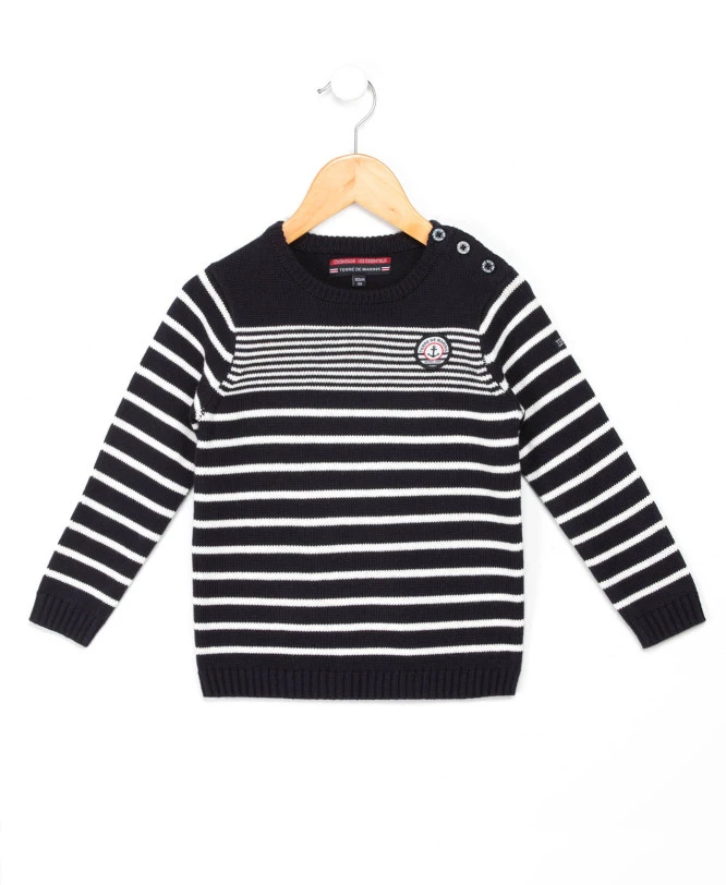 Pull Marin Garçon Rayé en Coton Doux - Style Authentique 4 Pull Marin Garçon Rayé en Coton Doux - Style Authentique – Image 2
