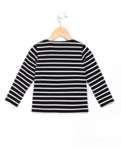 Marinière Authentique pour Fille - Jersey de Coton Lourd Marine et Blanc -Terredemarins prod 9628 tee shirt ml fond marine raye blanc opt uceane 666x812 fc7ea0111e0b