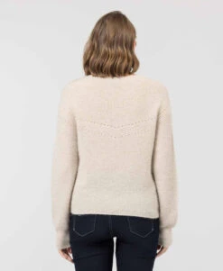 Pull Femme Made In France en Alpaga et Laine - Maille Ajourée Beige Kaliso -Terredemarins prod 9634 pull beige kaliso 666x812 fc7ea0111e0b