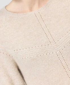 Pull Femme Made In France en Alpaga et Laine - Maille Ajourée Beige Kaliso -Terredemarins prod 9635 pull beige kaliso 666x812 fc7ea0111e0b